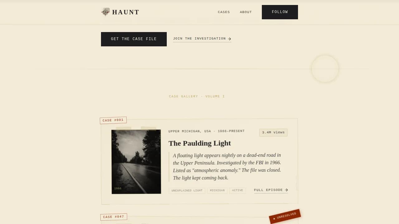 Haunt — Elite Paranormal Investigation Landing Page Template