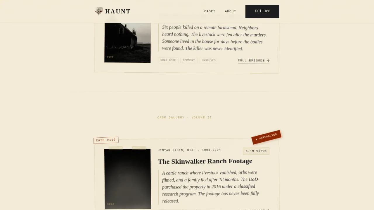 Haunt — Elite Paranormal Investigation Landing Page Template