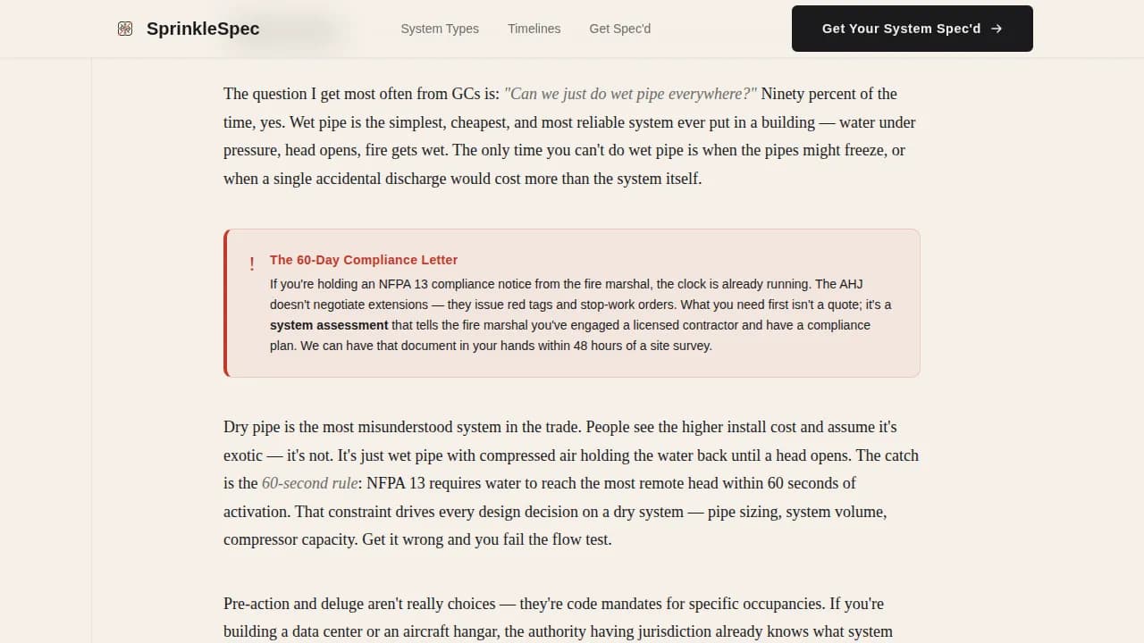Sprinkle — Trusted Fire Safety Landing Page Template