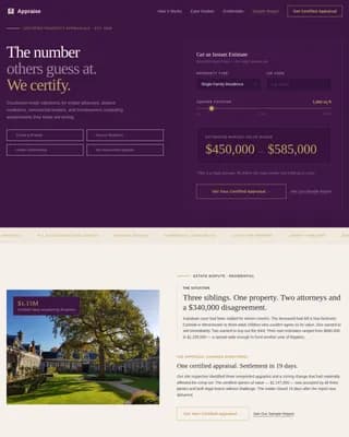Appraise — Certified Property Valuation Landing Page Template
