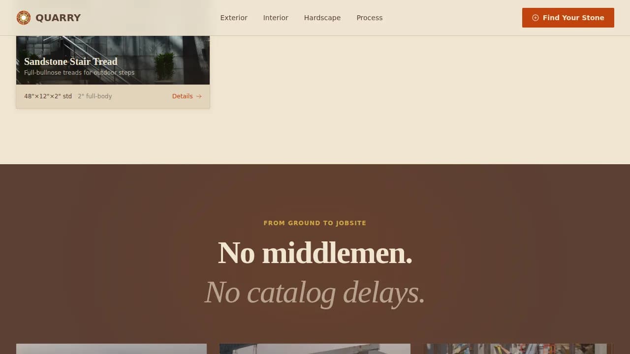 Quarry — Premium Stone Sourcing Landing Page Template
