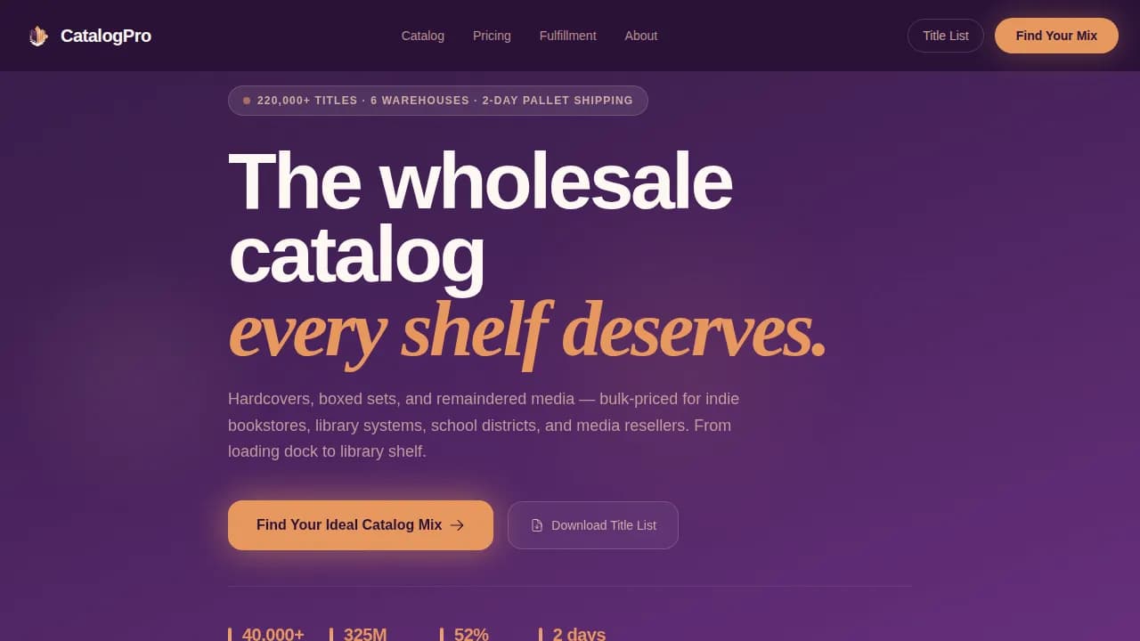 Catalog — Premium Wholesale Media Landing Page Template