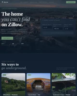 Burrow — Earth-Sheltered Home Buyer's Agent Landing Page Template