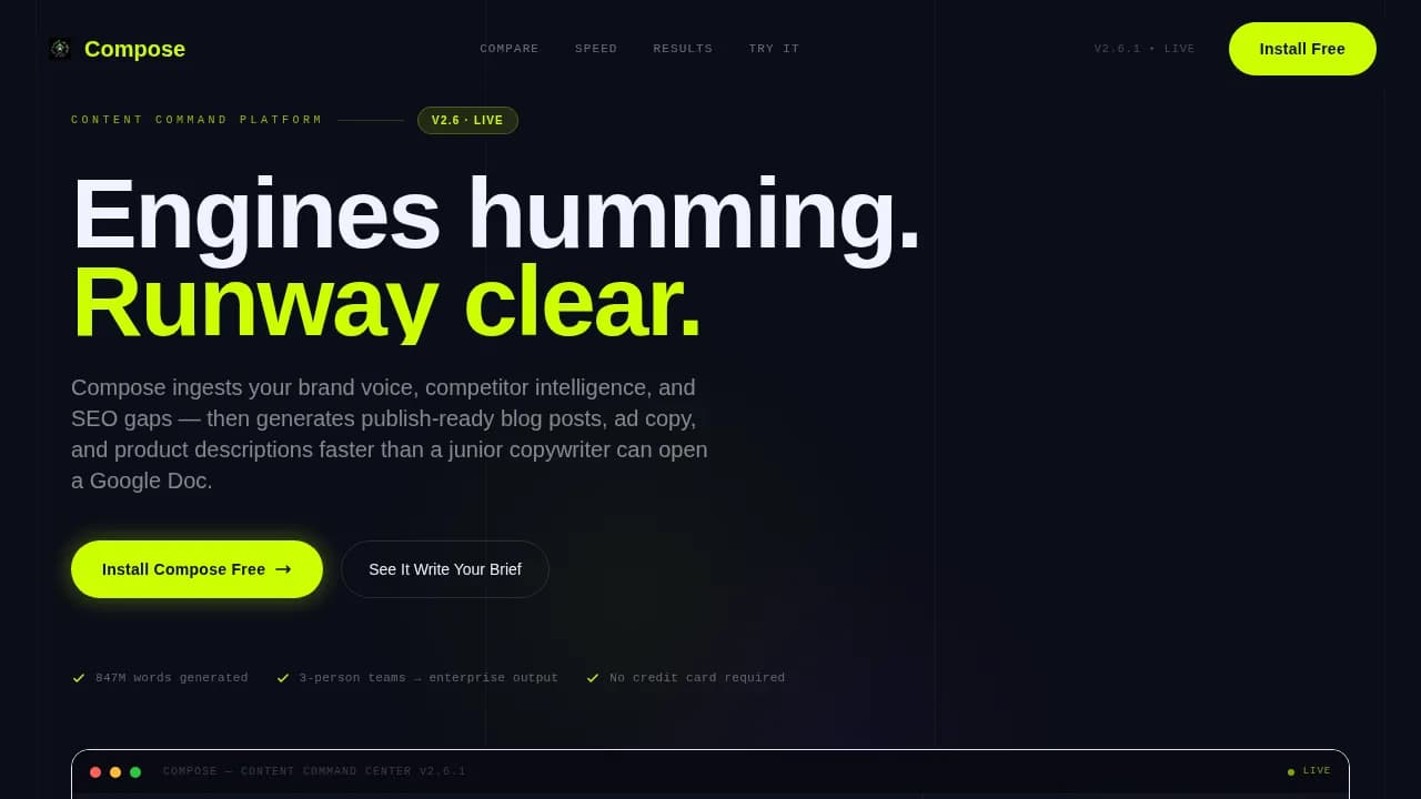 Compose — Smart Content Creation Landing Page Template