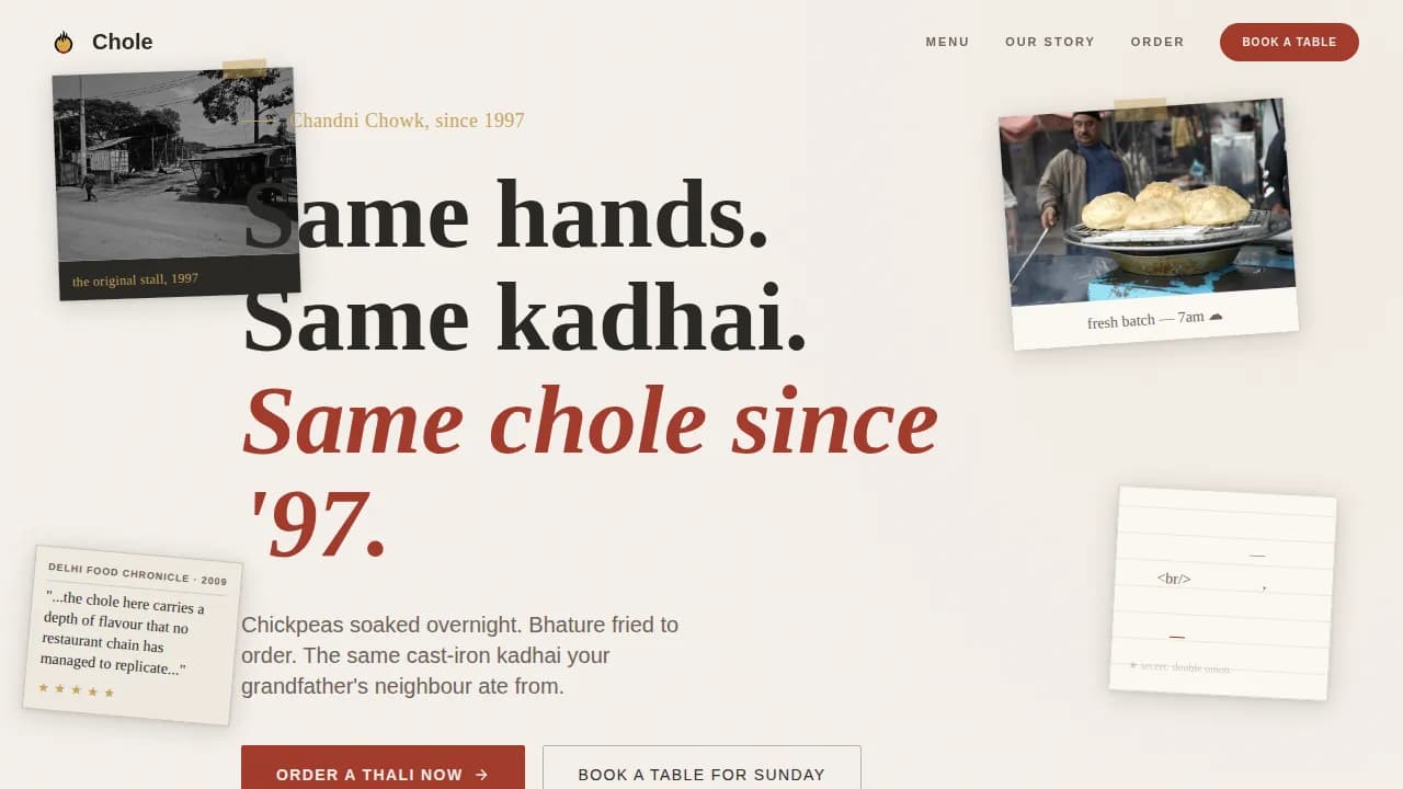 Chole — Authentic Indian Restaurant Landing Page Template