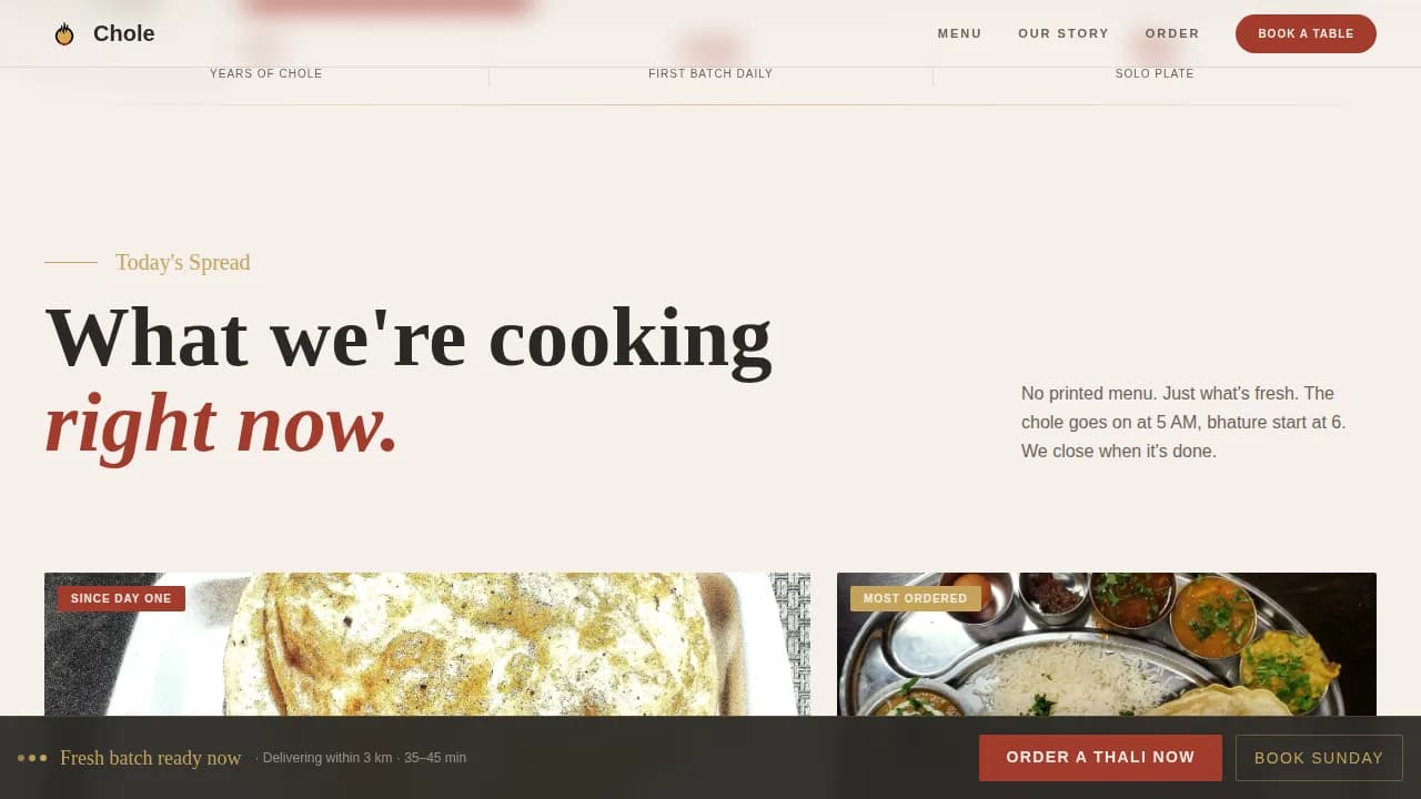 Chole — Authentic Indian Restaurant Landing Page Template