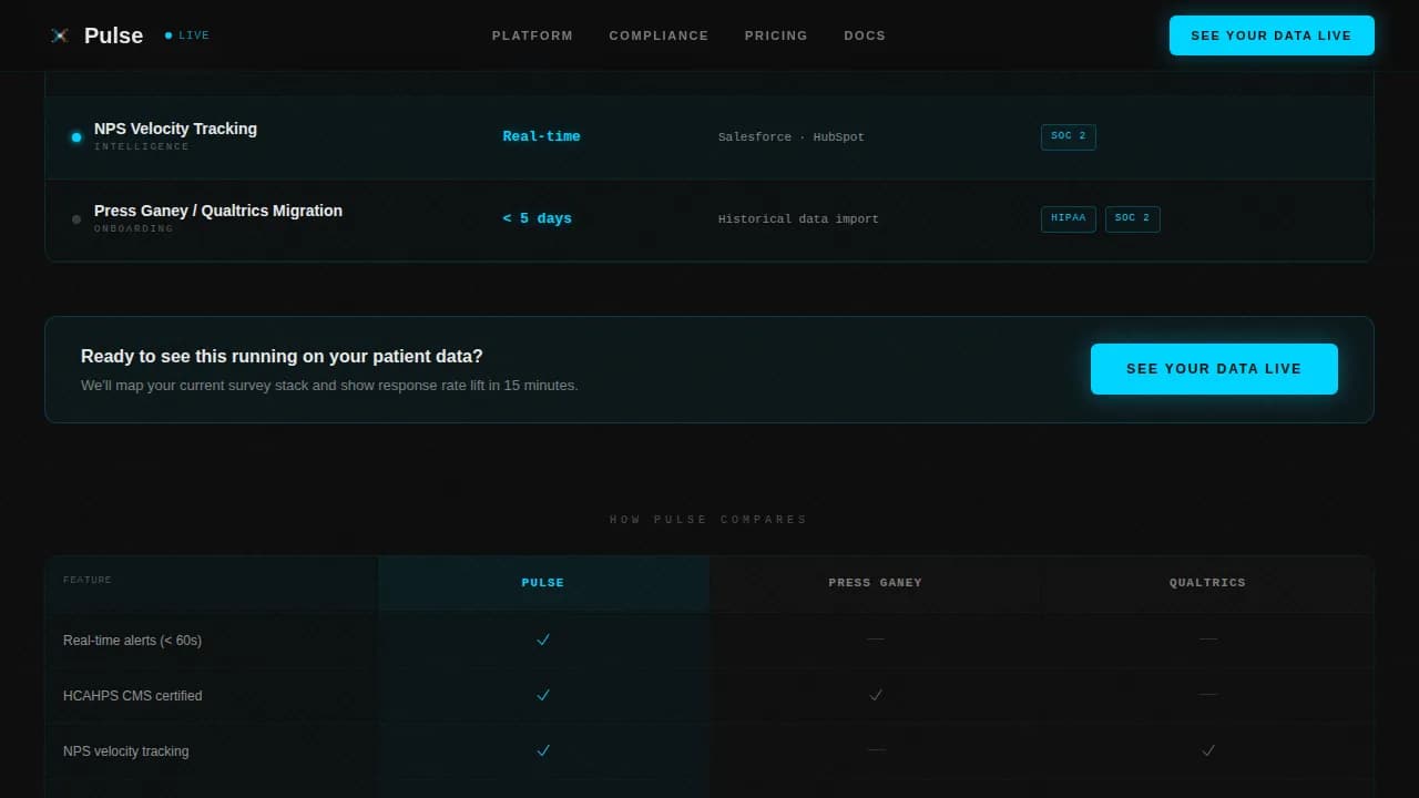 Pulse — Real-Time Health Analytics Landing Page Template
