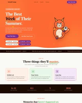 Goalpost — Premier Youth Soccer Camp Landing Page Template