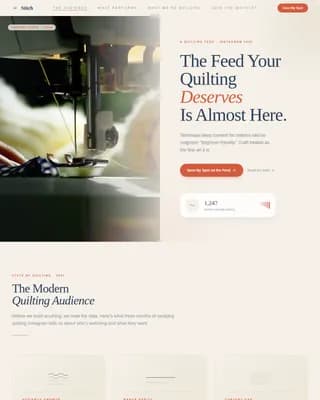 Threadwork — Handmade Quilting Landing Page Template