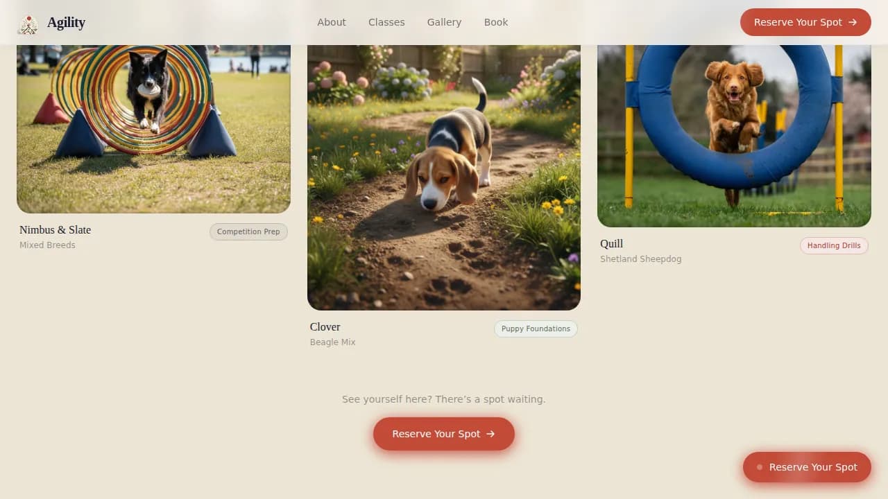 Swift — Advanced Sport Dog Training Landing Page Template