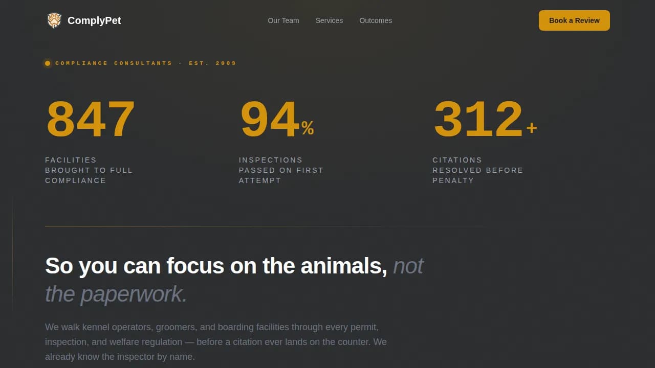 Safeguard — Expert Animal Compliance Landing Page Template
