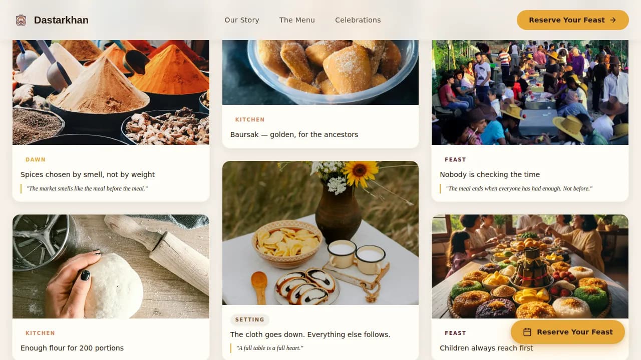 Feast — Authentic Kazakh Catering Landing Page Template