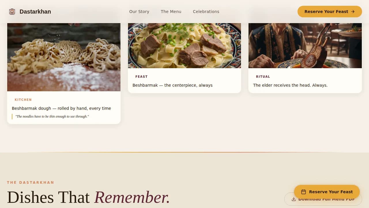 Feast — Authentic Kazakh Catering Landing Page Template