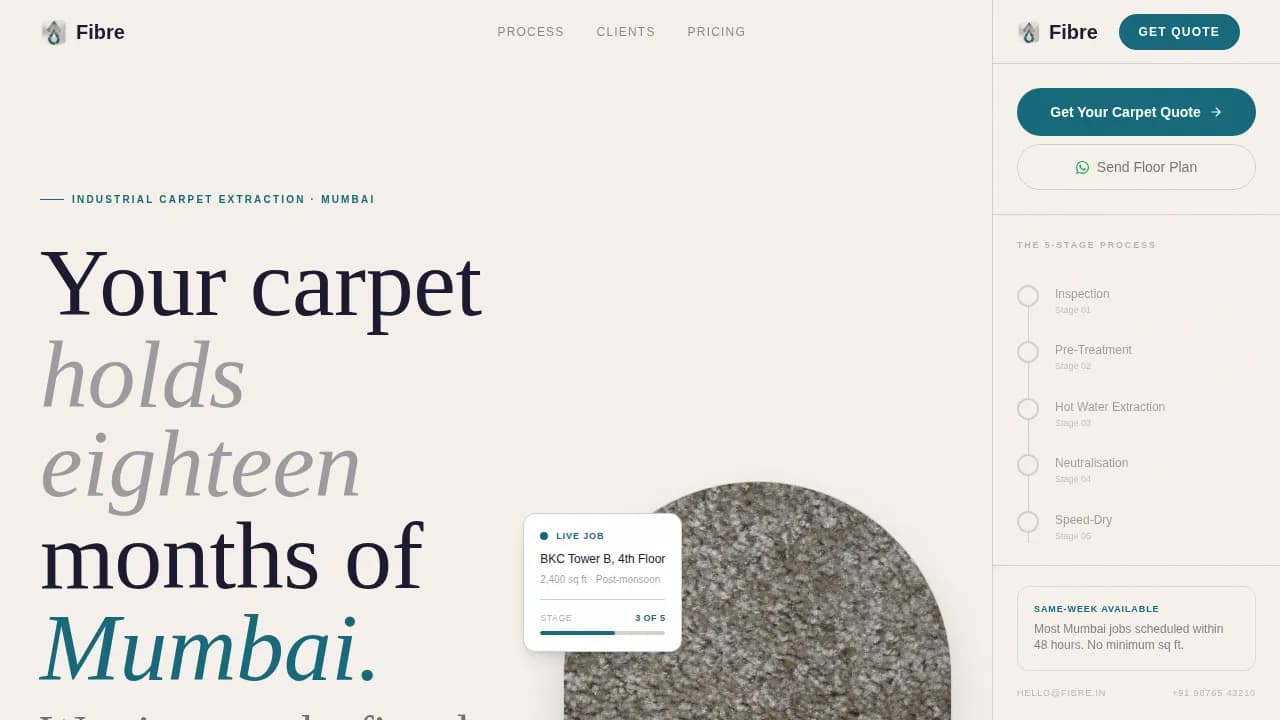 Pristine — Commercial Carpet Restoration Landing Page Template