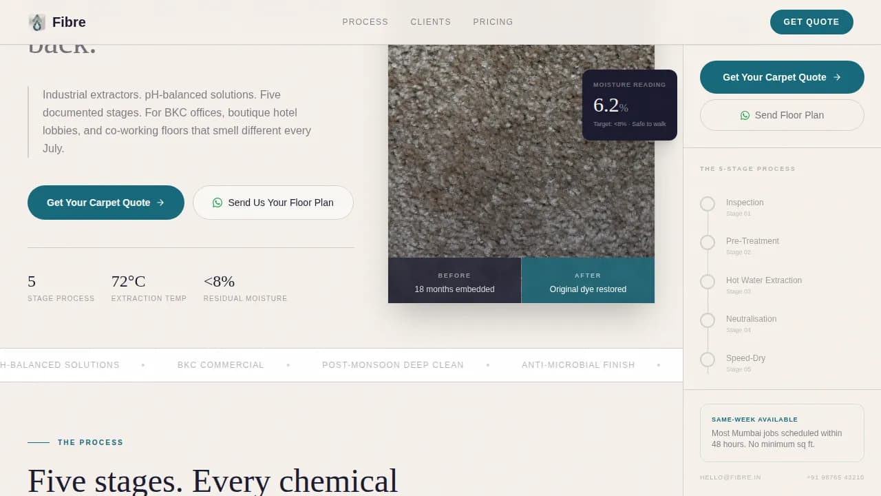 Pristine — Commercial Carpet Restoration Landing Page Template