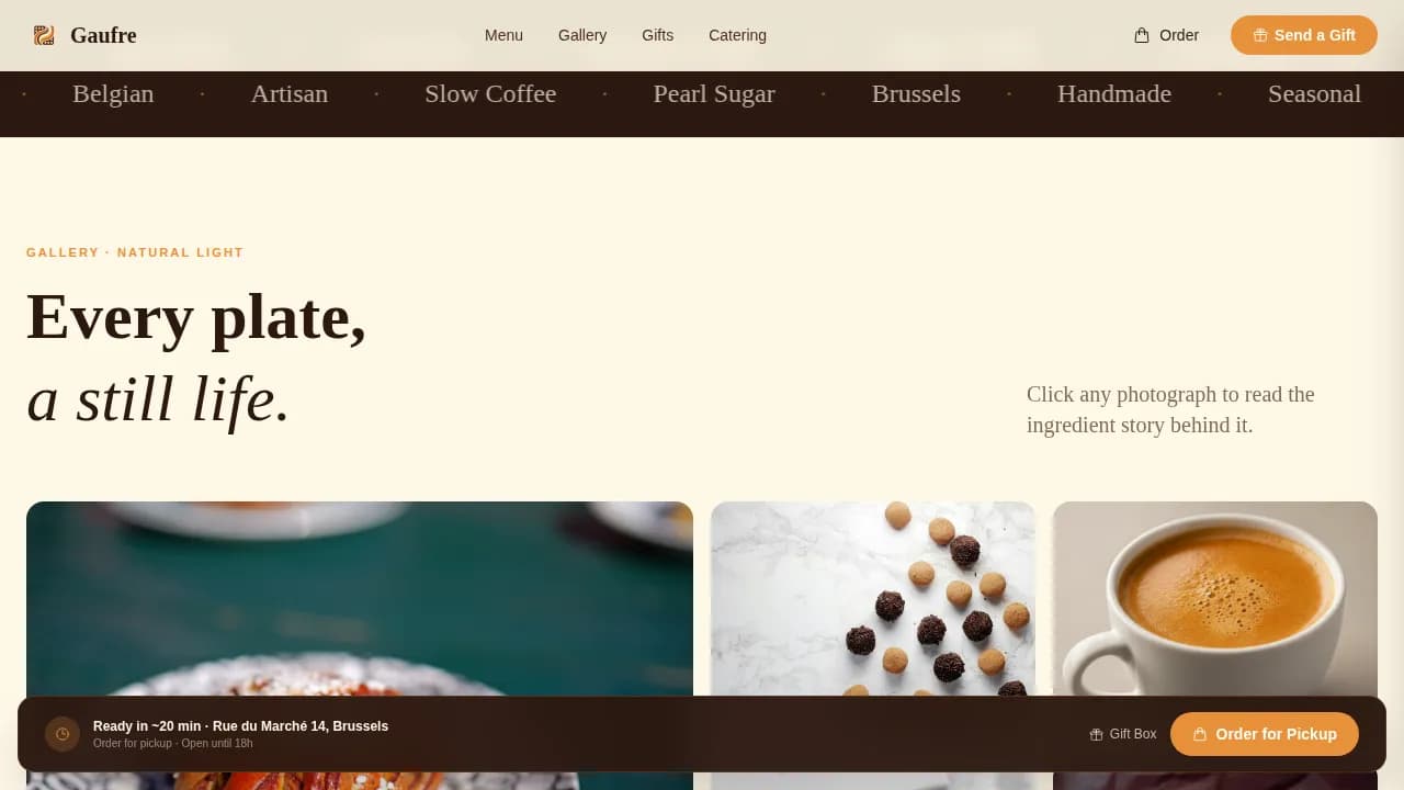 Waffle — Artisan Belgian Café Landing Page Template