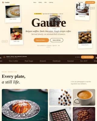Waffle — Artisan Belgian Café Landing Page Template