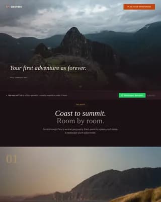 Wanderlust — Curated Peru Honeymoon Landing Page Template