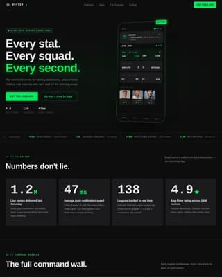 StatTrack — Complete Sports Team App Landing Page Template
