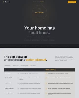 Tremor - Seismic Vulnerability Assessment Comparison Landing Page Template