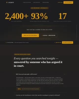 Acquit - Trusted DUI Defense Attorney Landing Page Template