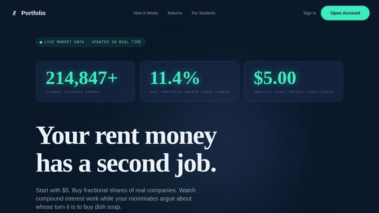 Accumulate — Smart Student Investing Landing Page Template