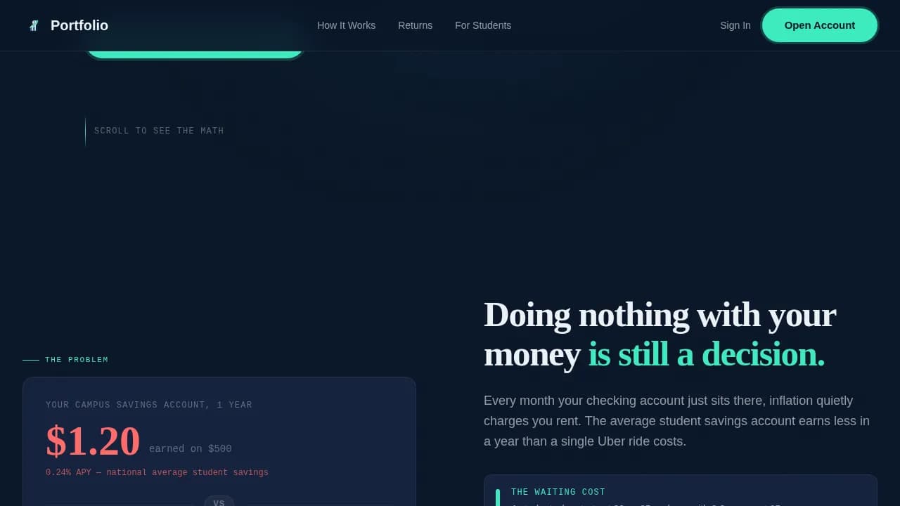 Accumulate — Smart Student Investing Landing Page Template