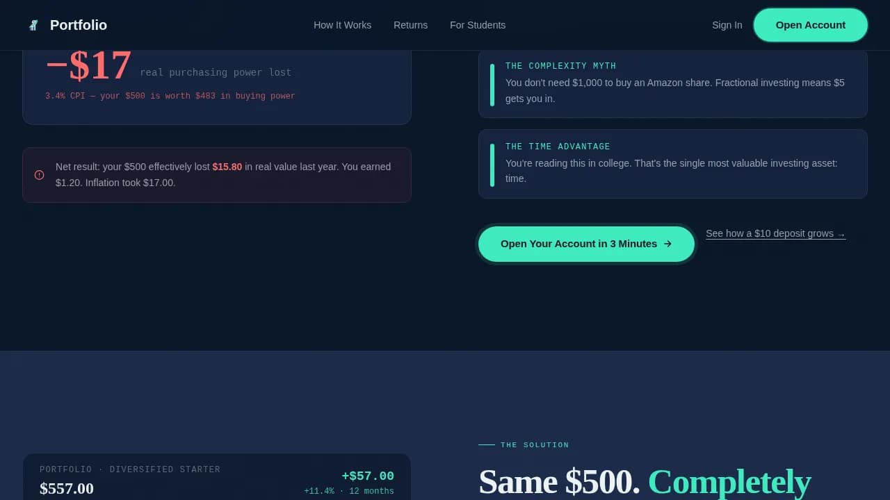 Accumulate — Smart Student Investing Landing Page Template