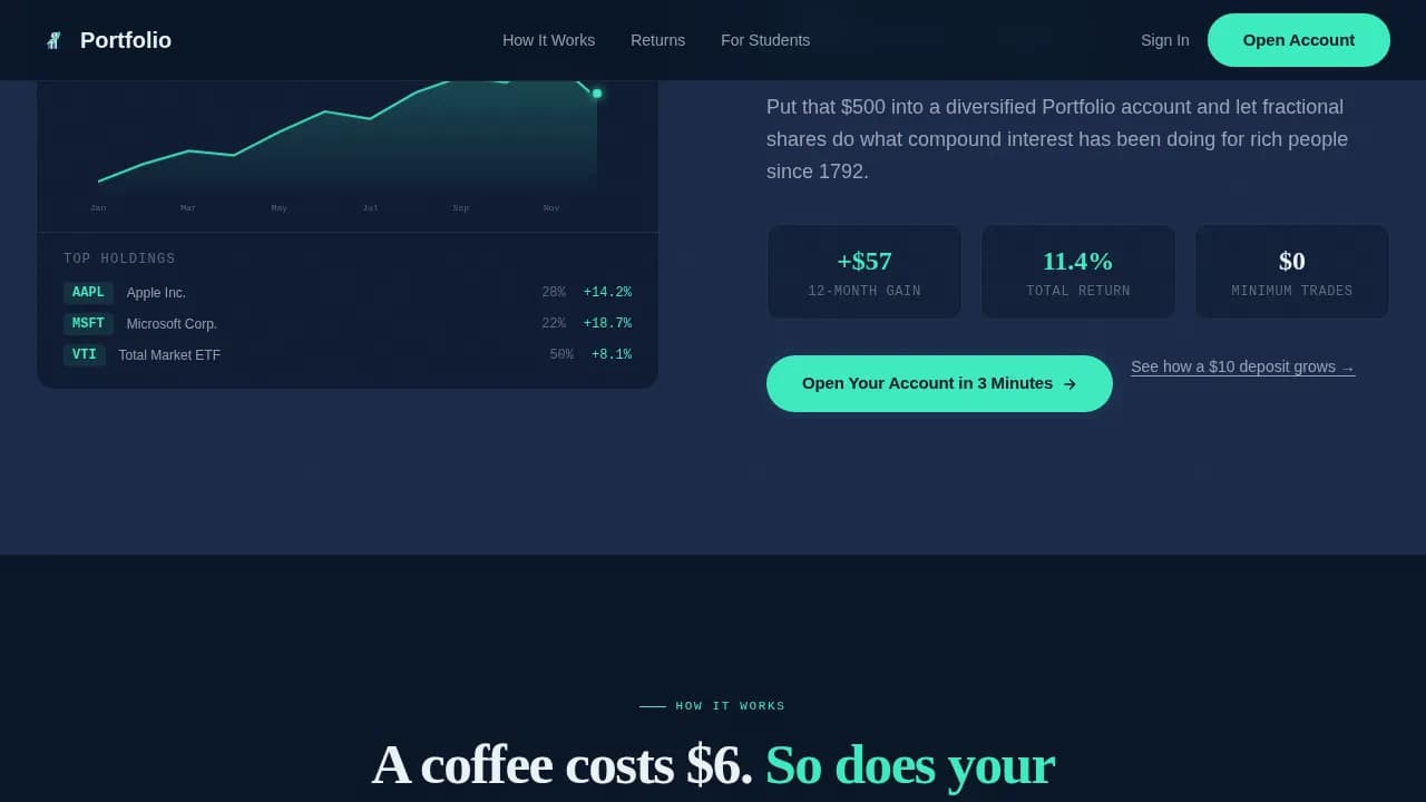 Accumulate — Smart Student Investing Landing Page Template