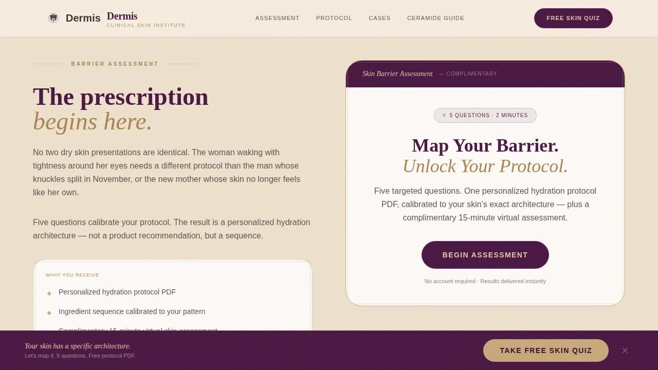Hydrate — Clinical Skin Barrier Landing Page Template