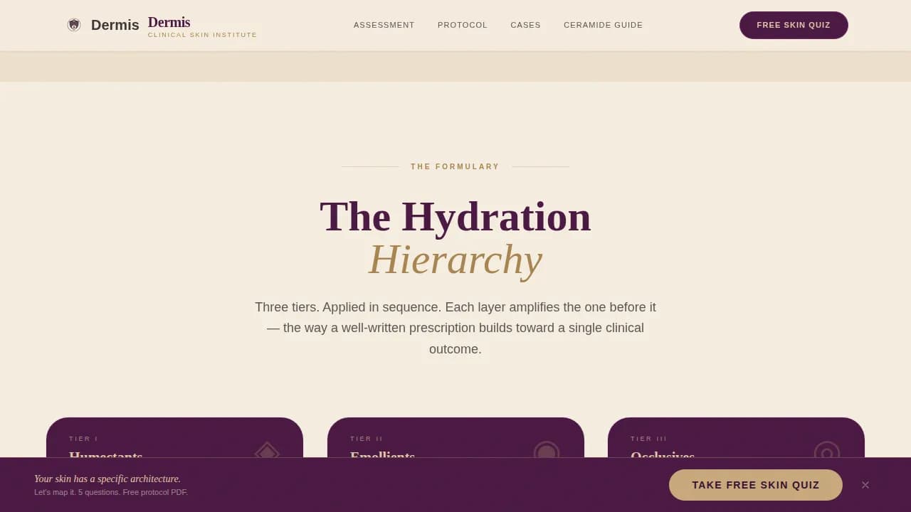 Hydrate — Clinical Skin Barrier Landing Page Template