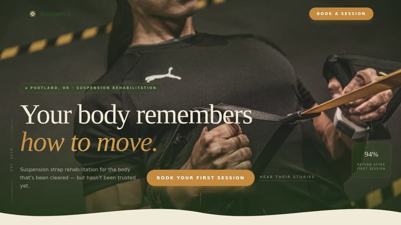 Suspend - Healing Space TRX Studio Landing Page Template