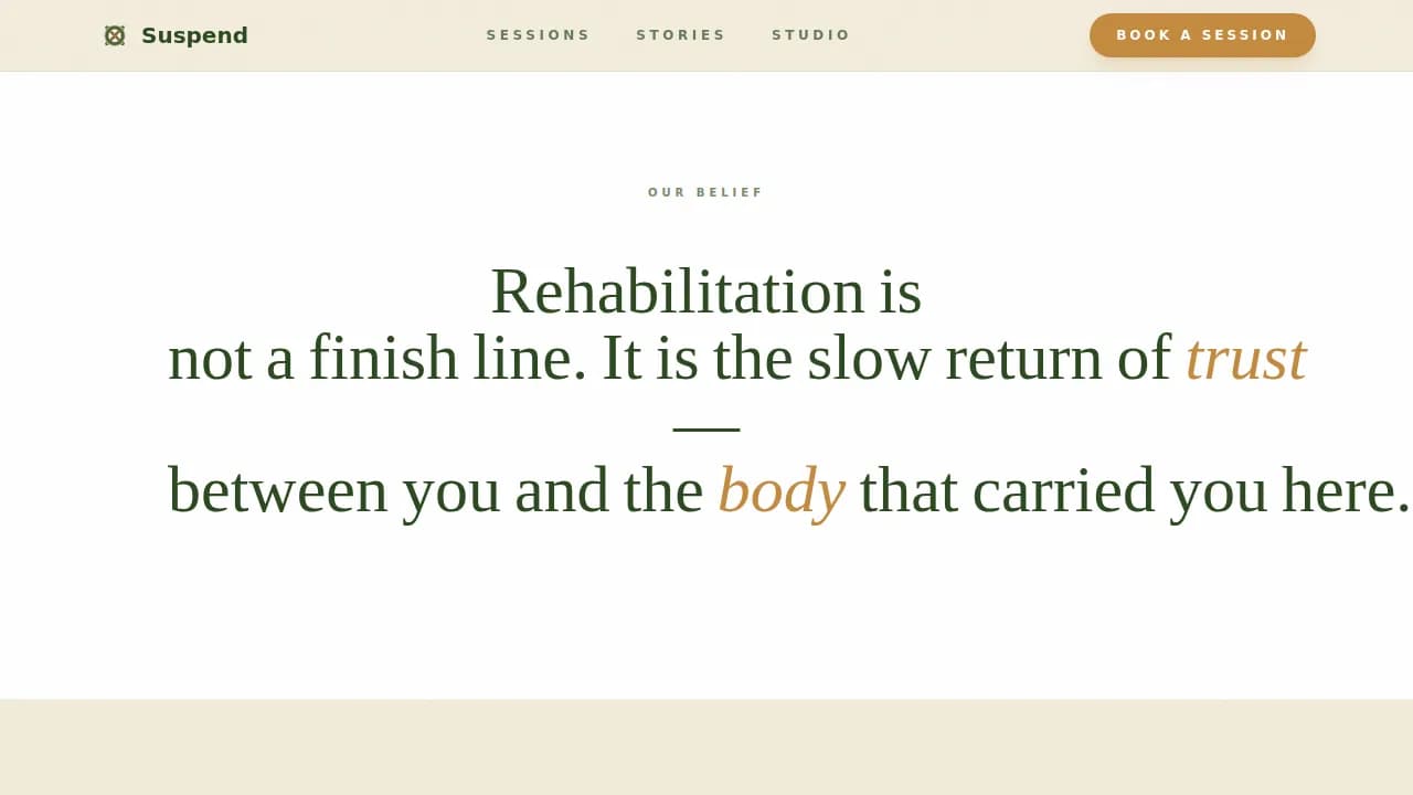 Suspend - Healing Space TRX Studio Landing Page Template