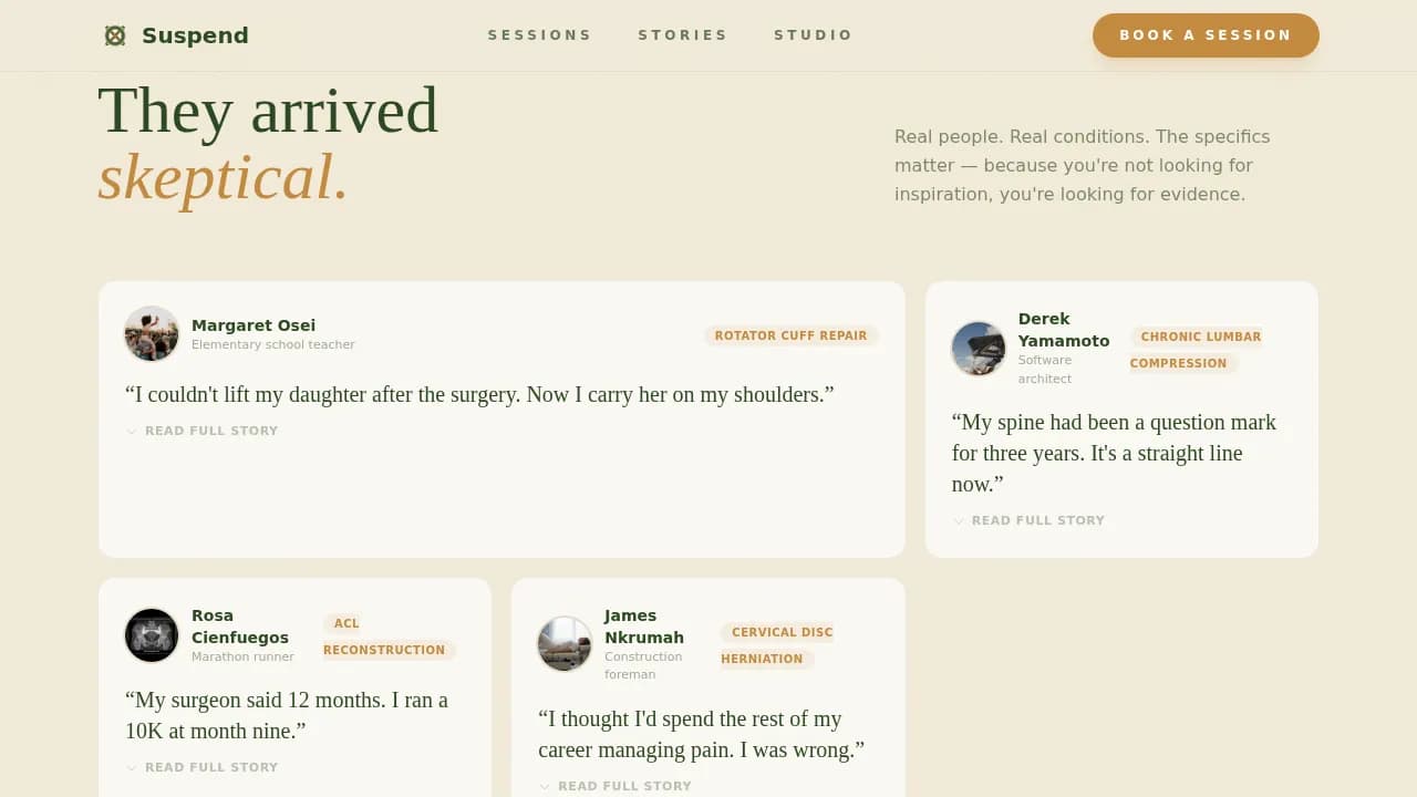 Suspend - Healing Space TRX Studio Landing Page Template
