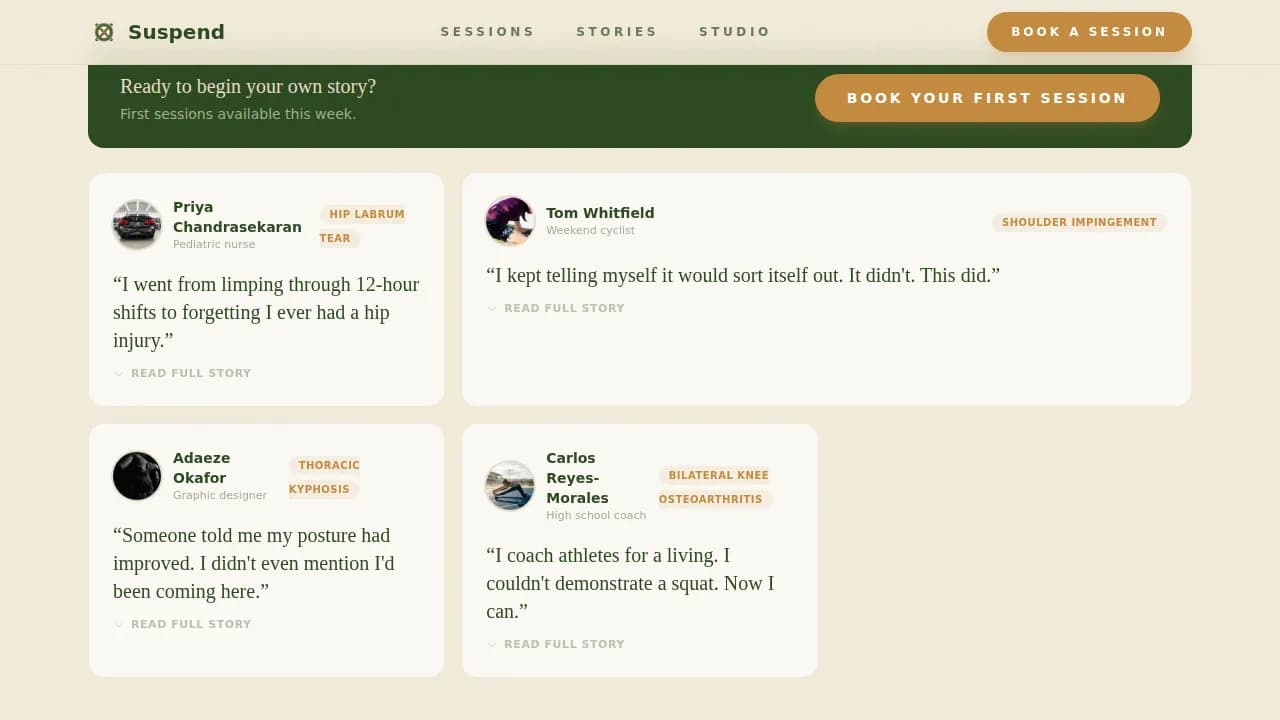 Suspend - Healing Space TRX Studio Landing Page Template
