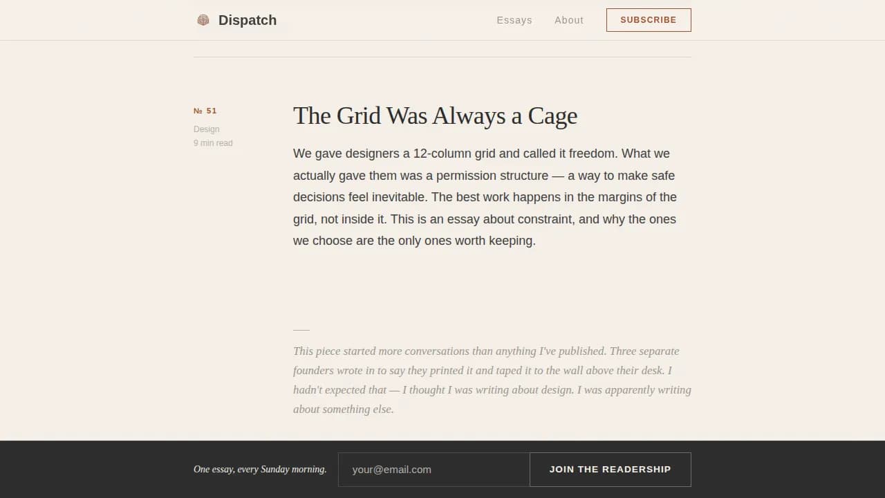 Broadcast — Narrative Thought Leadership Landing Page Template