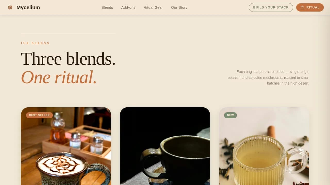 Brew — Premium Mushroom Coffee Landing Page Template