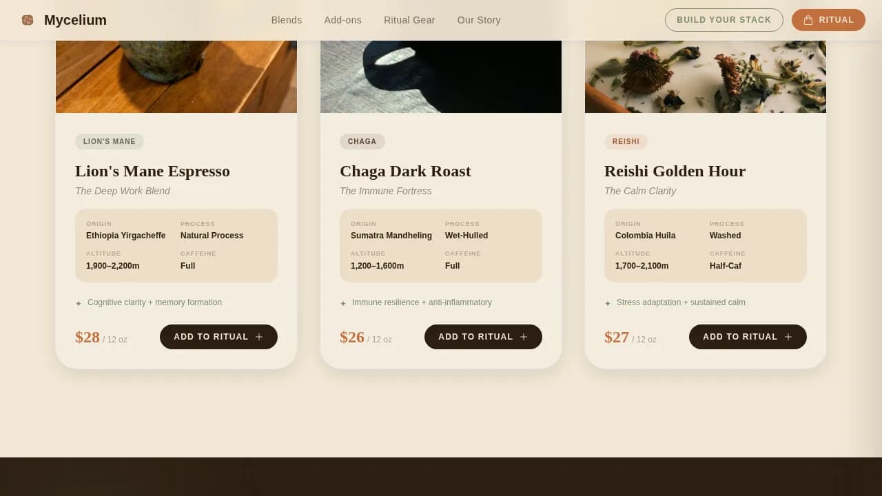 Brew — Premium Mushroom Coffee Landing Page Template