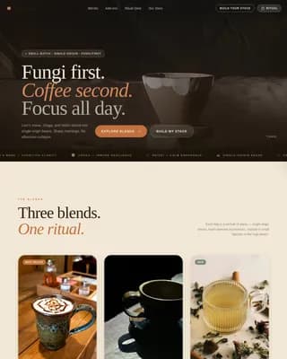 Brew — Premium Mushroom Coffee Landing Page Template