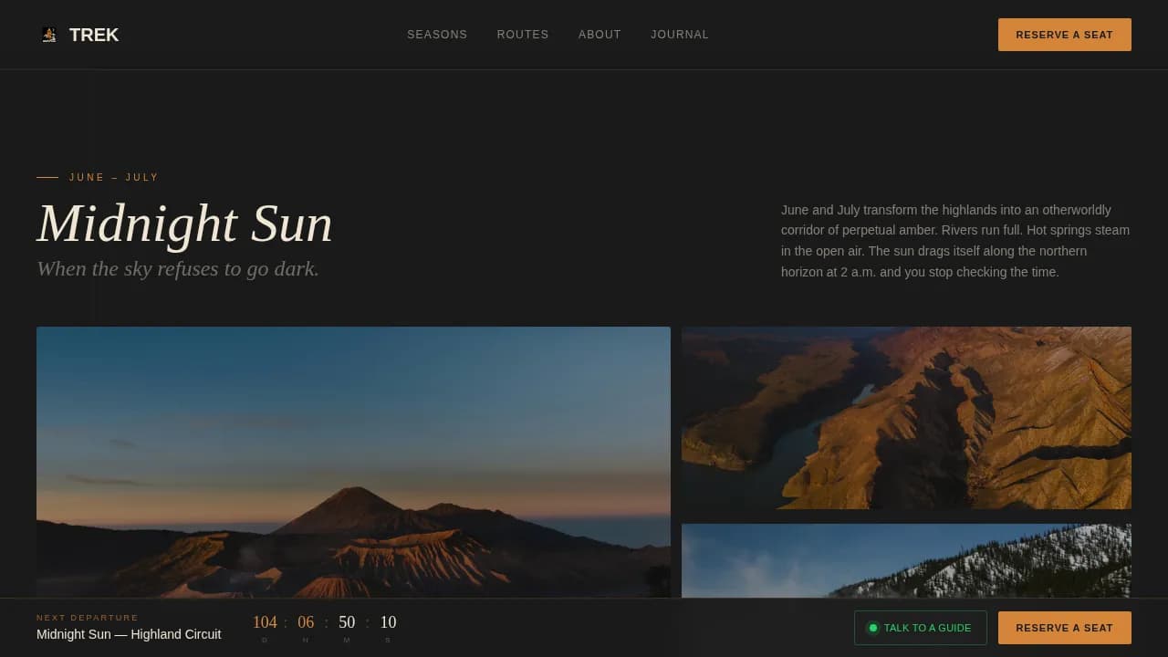 Trek Dark Immersive Iceland Group Tour Operator Landing Page