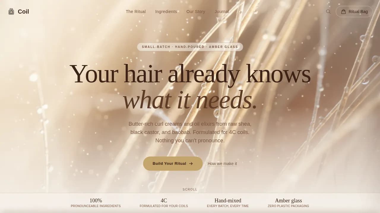 Define — Artisan Textured Hair Care Landing Page Template