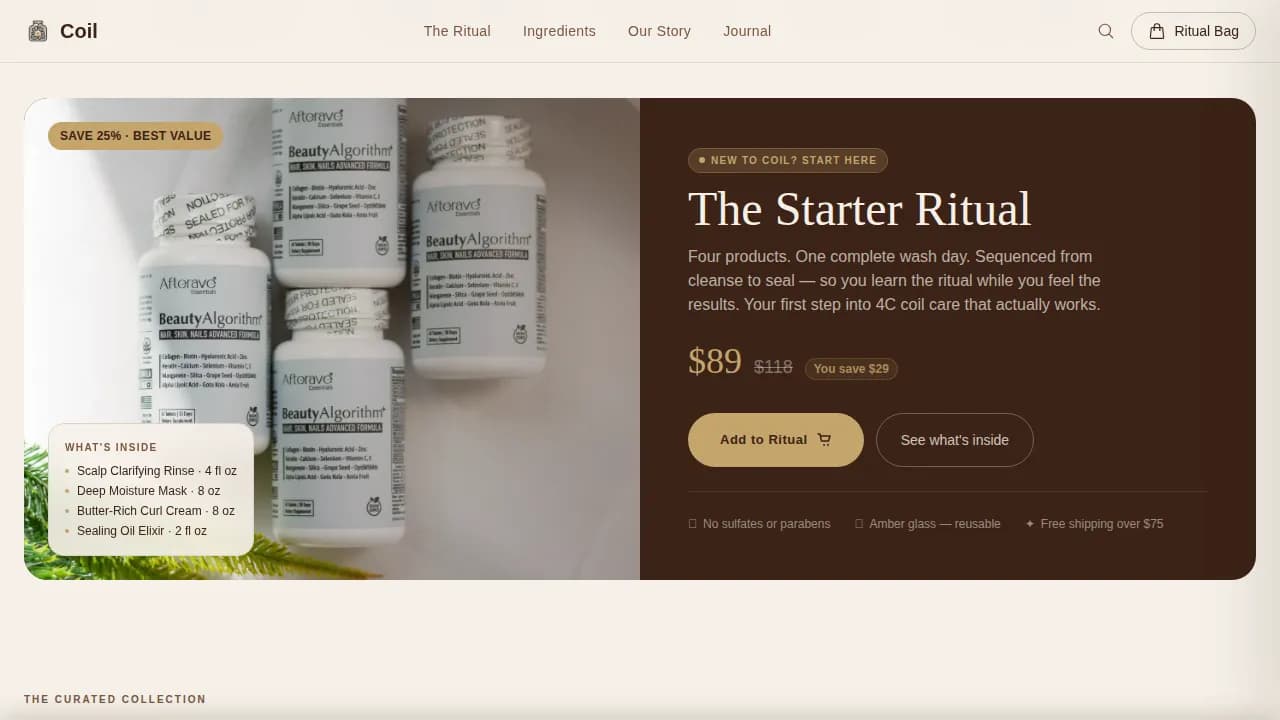 Define — Artisan Textured Hair Care Landing Page Template