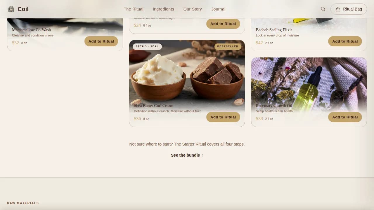 Define — Artisan Textured Hair Care Landing Page Template