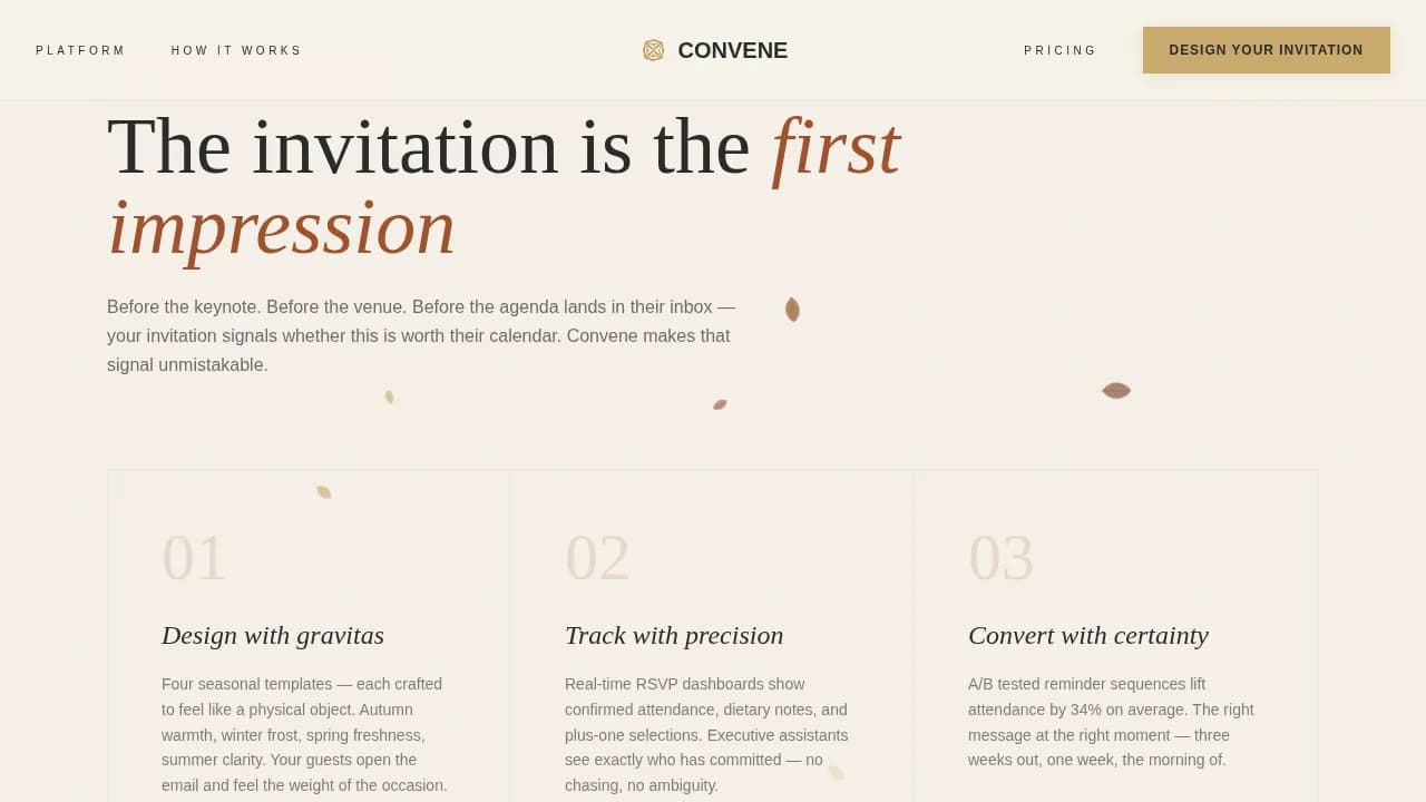 Bespoke Corporate Events Attendance Commitment Website Template