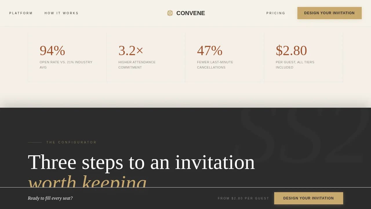 Bespoke Corporate Events Attendance Commitment Website Template