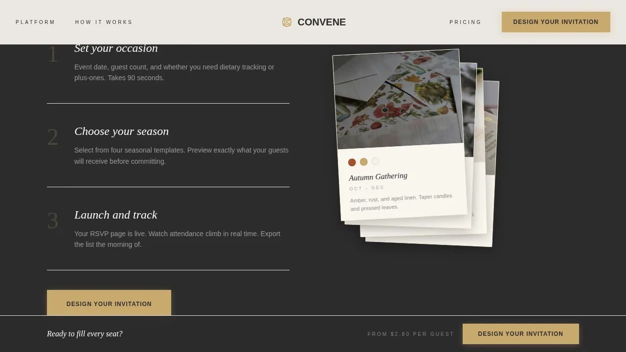 Bespoke Corporate Events Attendance Commitment Website Template