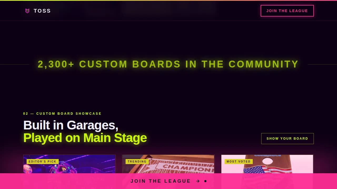 Volley — Instant Cornhole League Landing Page Template