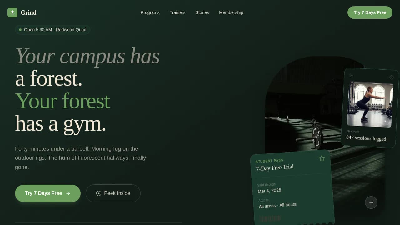University Campus Gym Website Template for Students