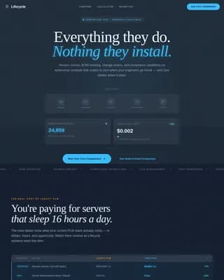Lifecycle - Zero Infrastructure PLM Landing Page Template
