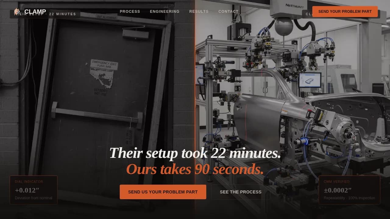 Clamp - Precision Fixture Engineering Landing Page Template